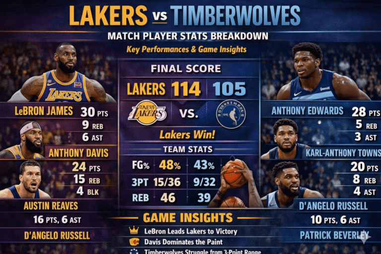 Lakers vs Timberwolves Match Player Stats