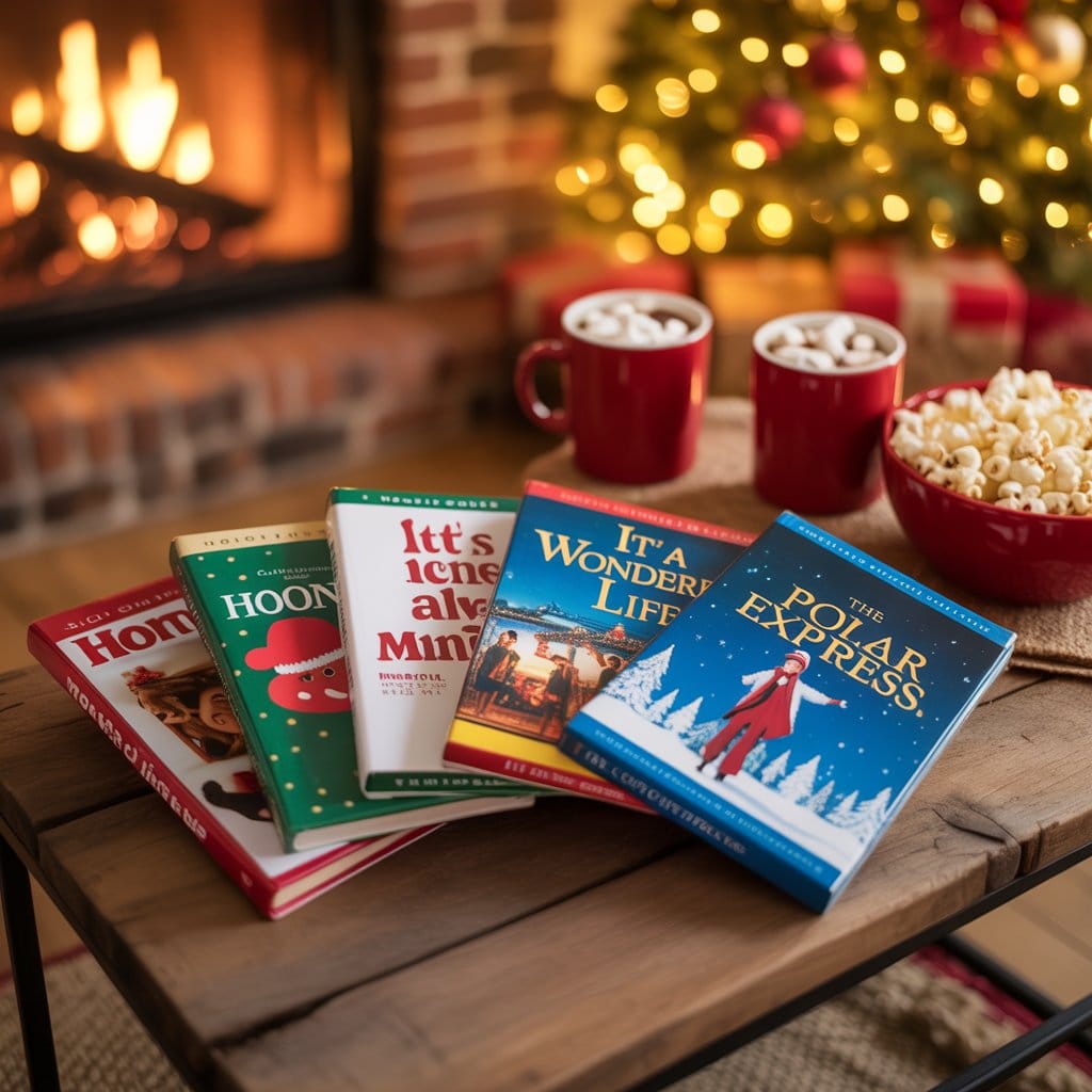 Cozy holiday scene for Christmas movies marathon