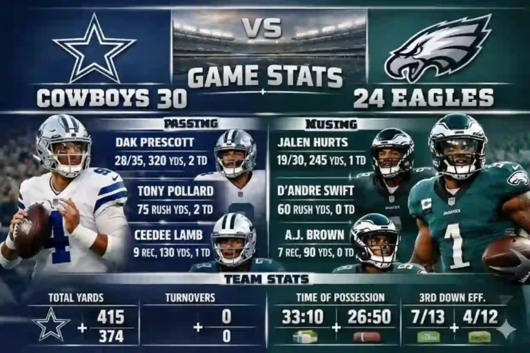 Dallas Cowboys vs Philadelphia Eagles Match Player Stats