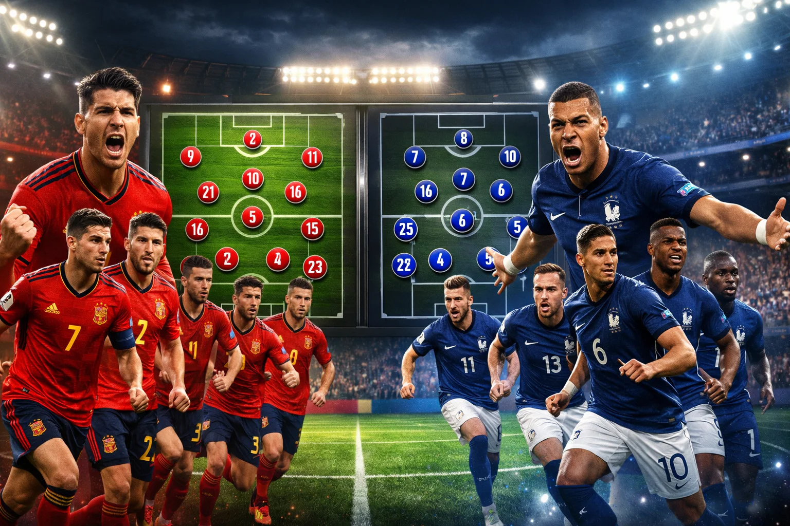 Spain National Football Team vs France National Football Team Lineups