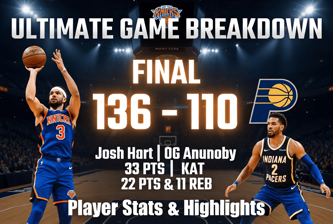 Knicks vs Pacers Match Player Stats